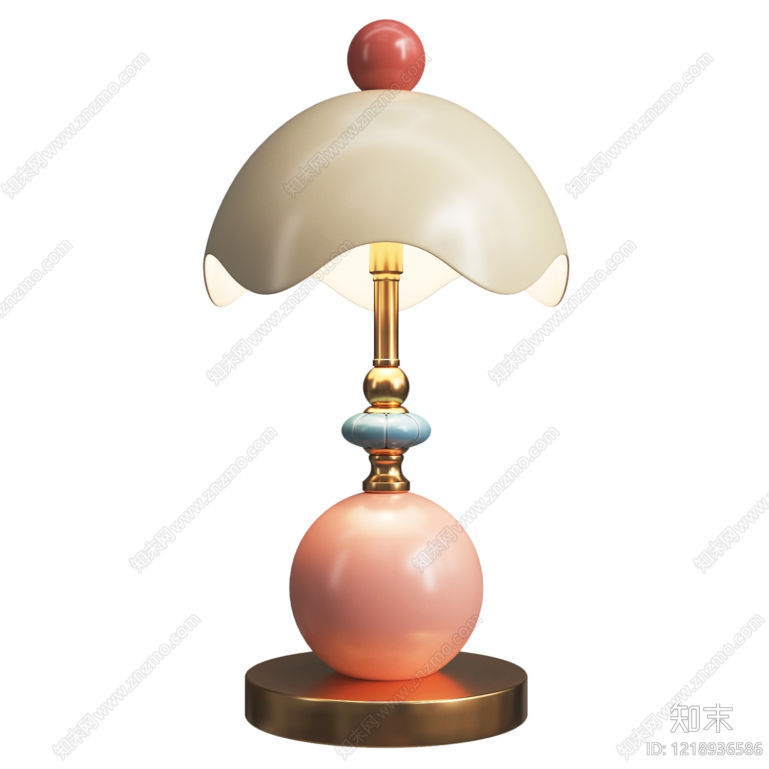 奶油风台灯3D模型下载【ID:1218936586】
