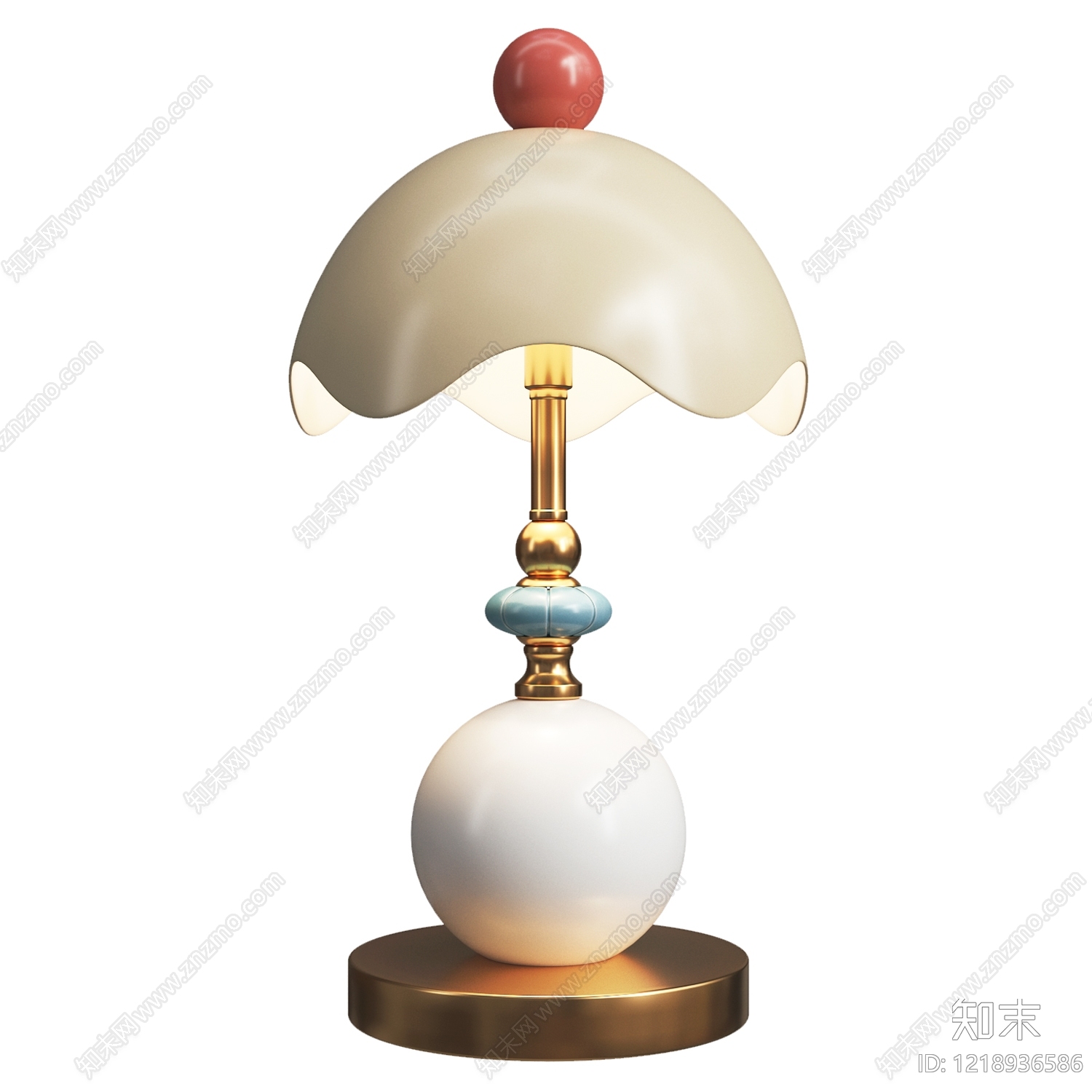 奶油风台灯3D模型下载【ID:1218936586】