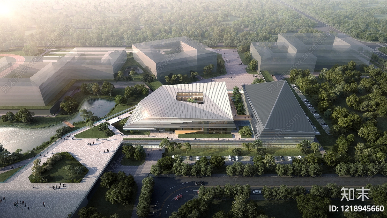 现代主义鸟瞰规划3D模型下载【ID:1218945660】