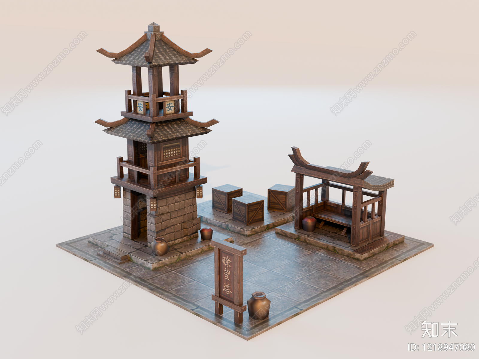 中式古建筑SU模型下载【ID:1218947080】