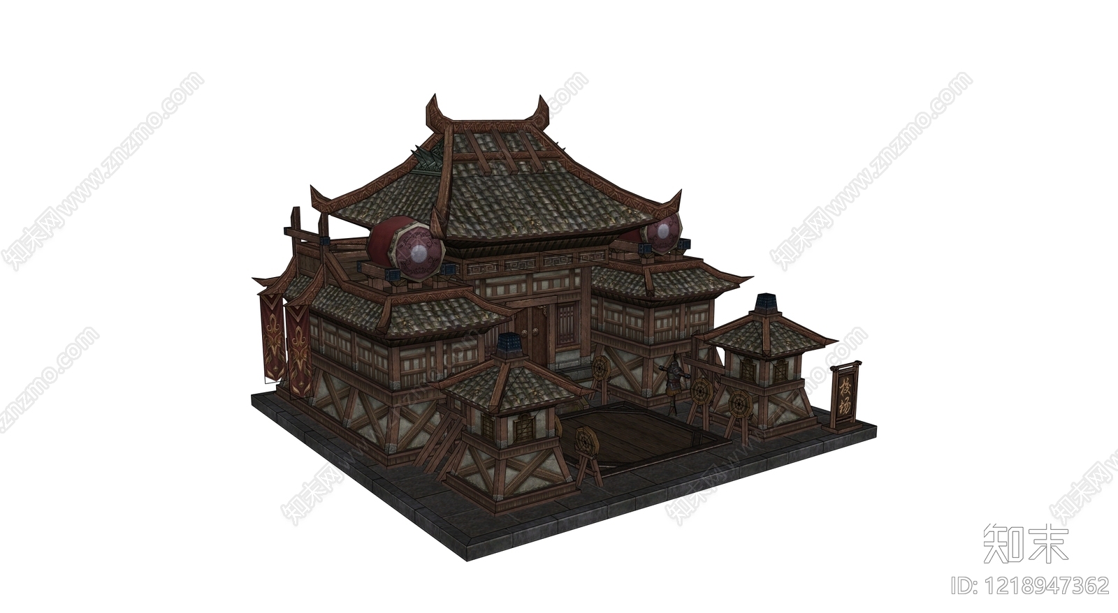 中式古建筑SU模型下载【ID:1218947362】