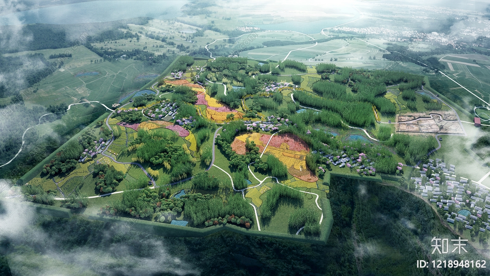 新中式景观农业景观3D模型下载【ID:1218948162】