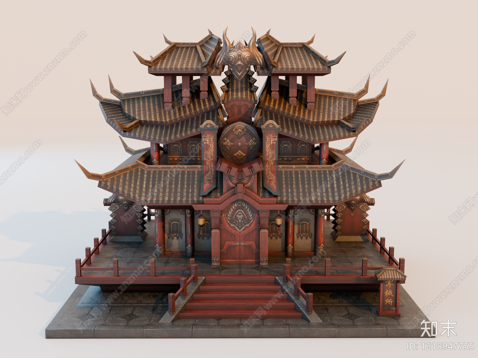 新中式古建筑SU模型下载【ID:1218947755】