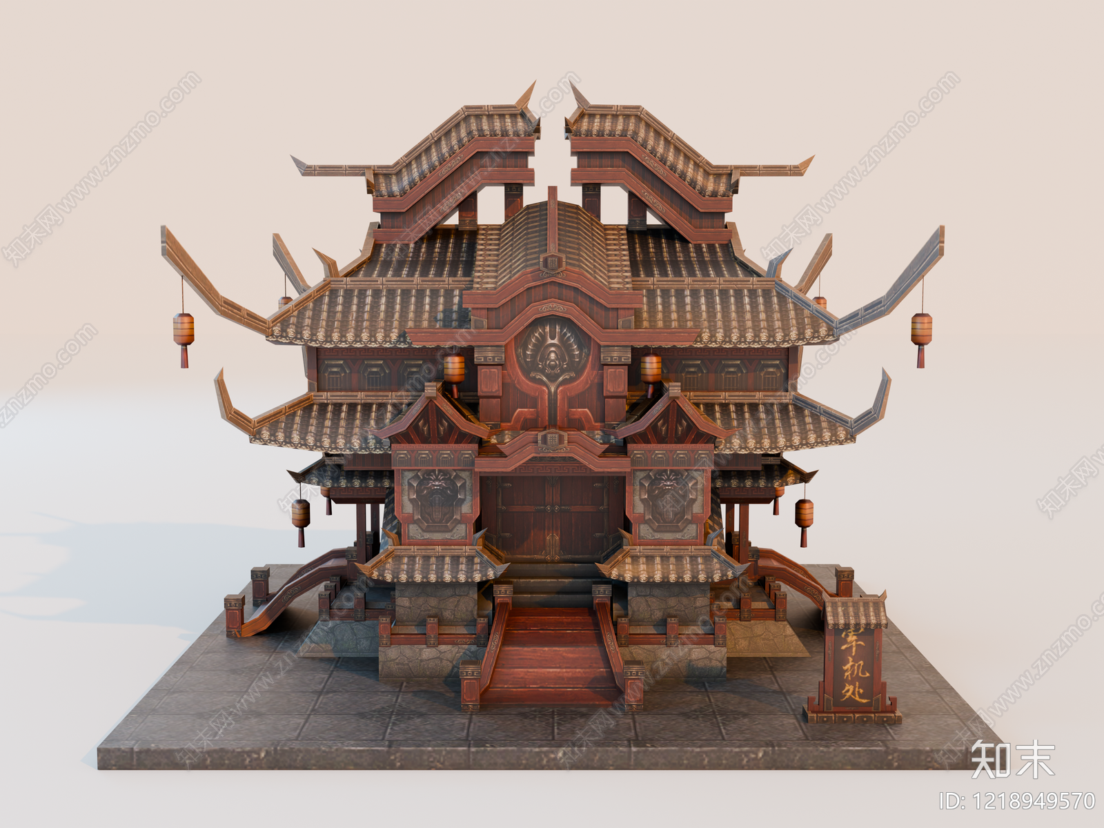 中式古建筑SU模型下载【ID:1218949570】