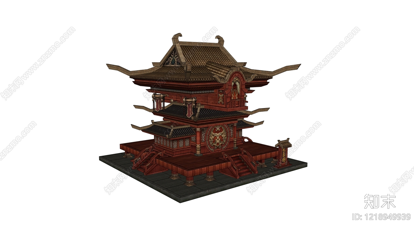 中式古建筑SU模型下载【ID:1218949939】