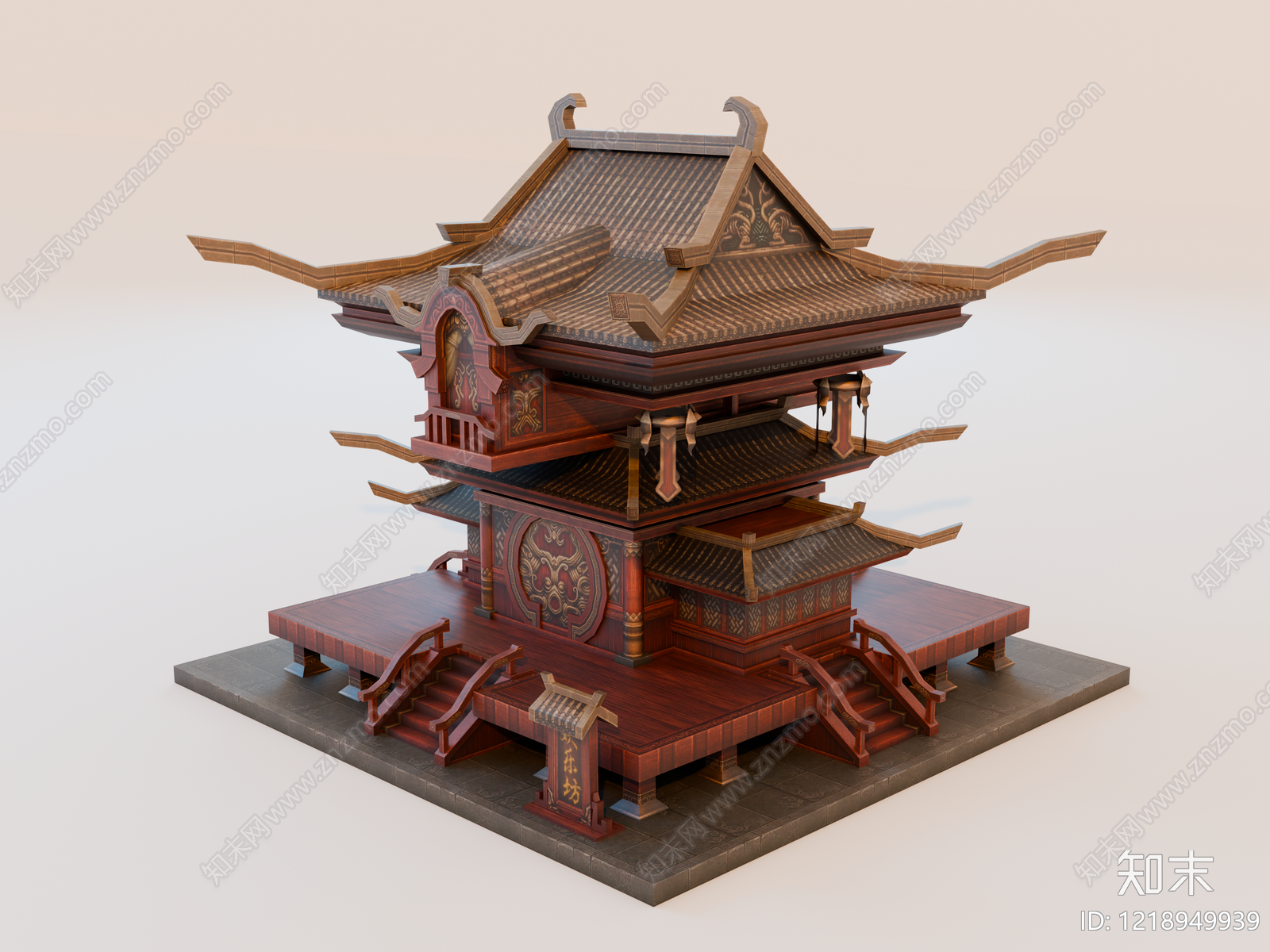 中式古建筑SU模型下载【ID:1218949939】