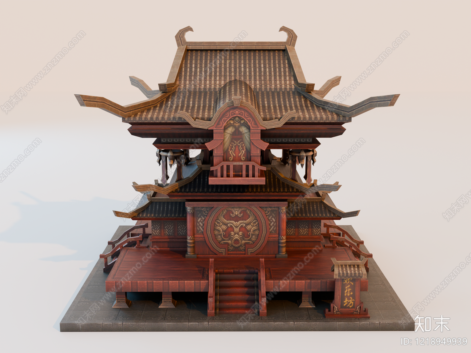 中式古建筑SU模型下载【ID:1218949939】