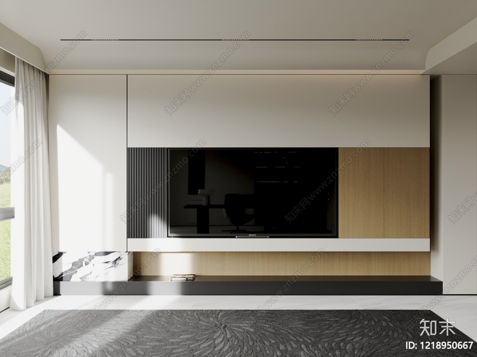 极简电视背景墙3D模型下载【ID:1218950667】