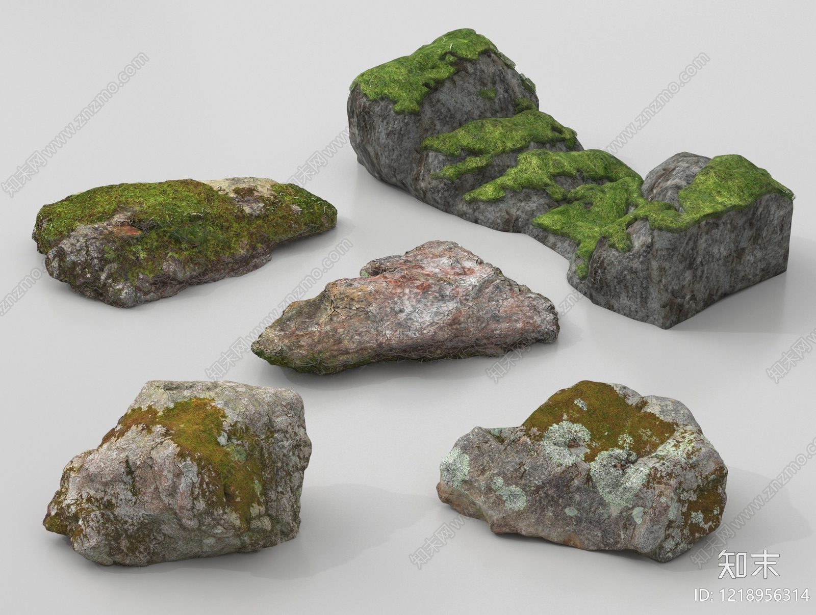 自然野趣景观石头3D模型渲染效果图