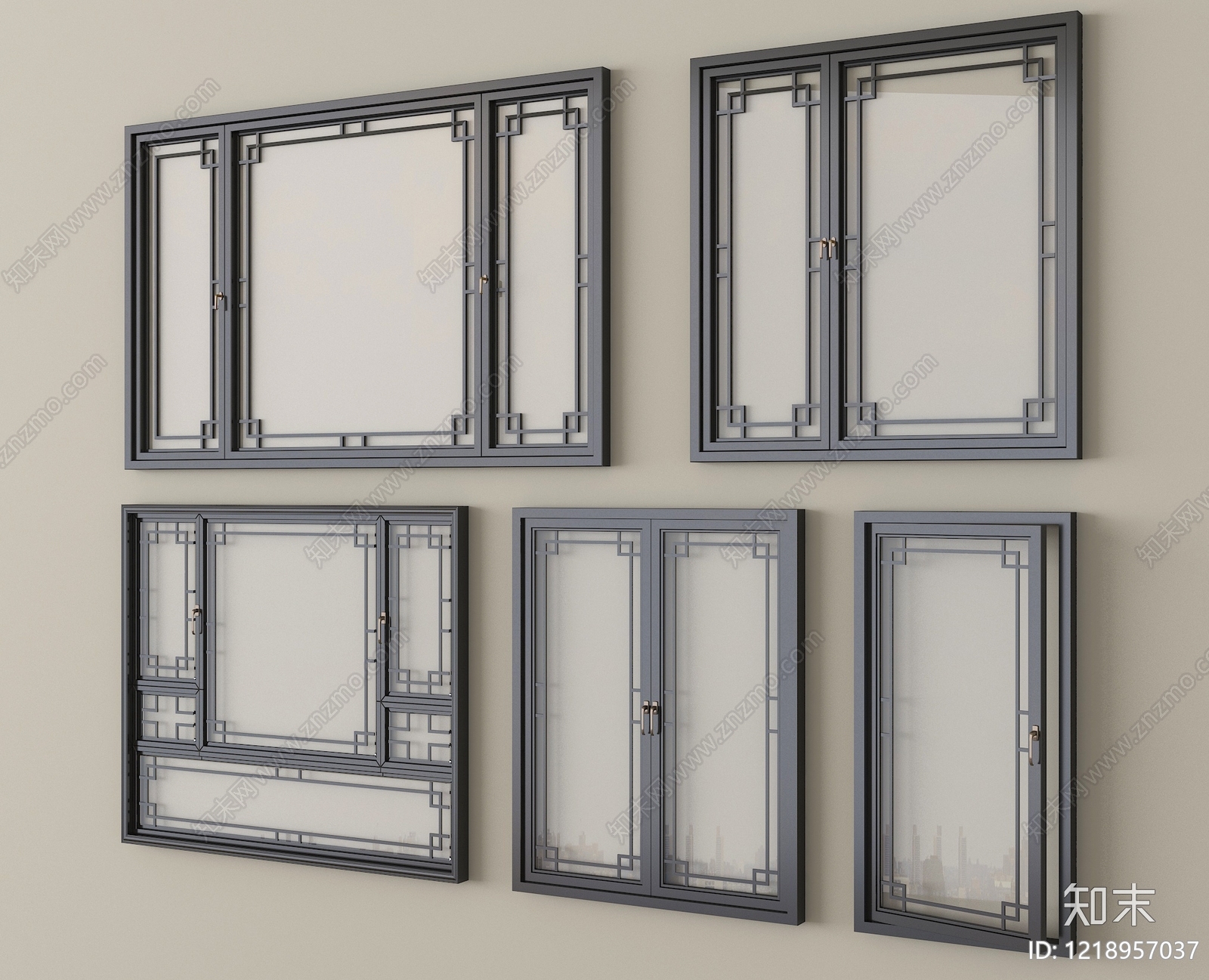 新中式窗3D模型下载【ID:1218957037】