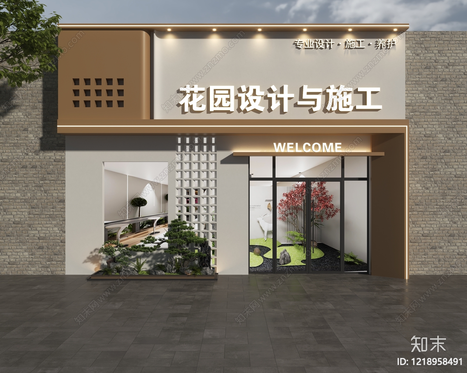 新中式门头3D模型下载【ID:1218958491】