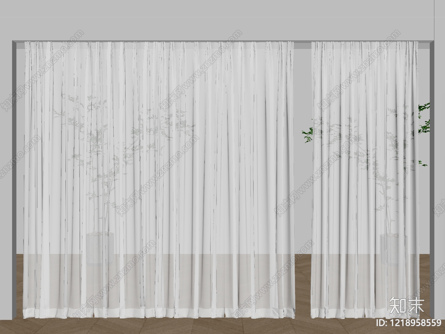 极简窗帘SU模型下载【ID:1218958559】