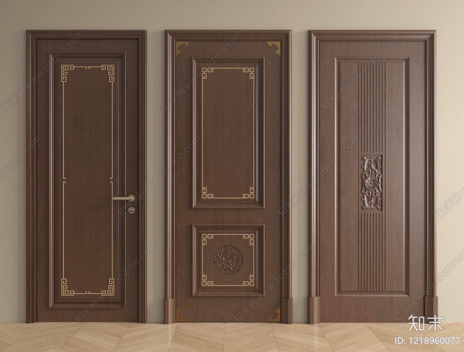 新中式门组合3D模型下载【ID:1218960077】