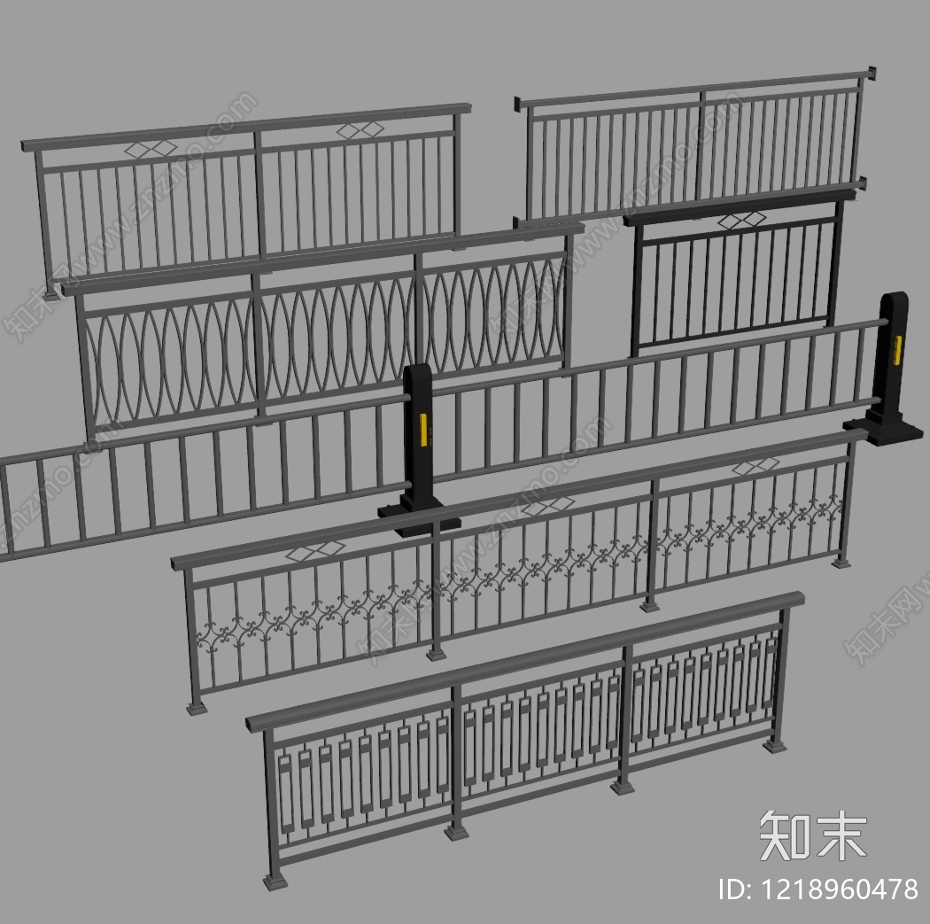 现代简约围栏护栏SU模型下载【ID:1218960478】