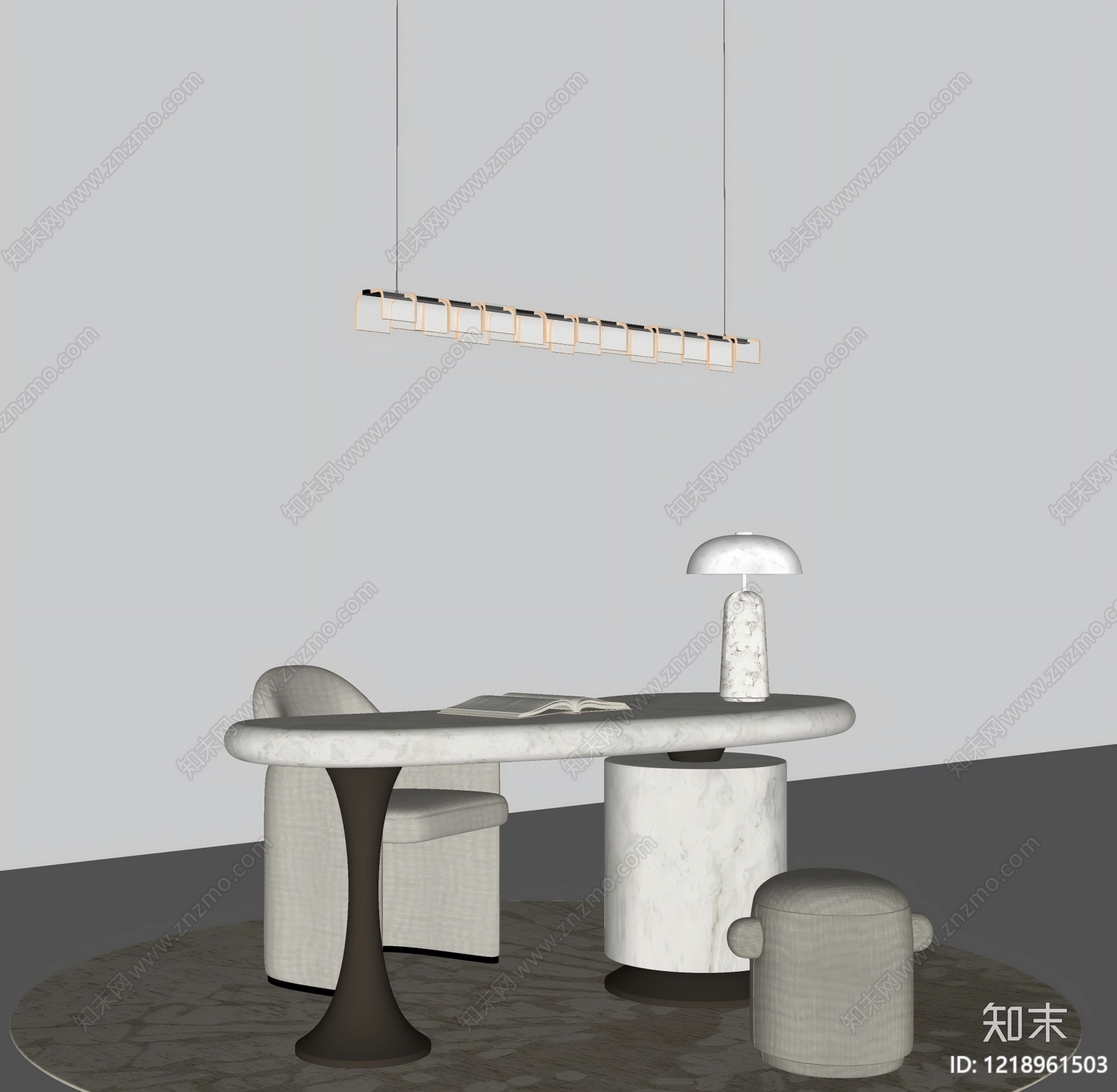 意式极简书桌SU模型下载【ID:1218961503】