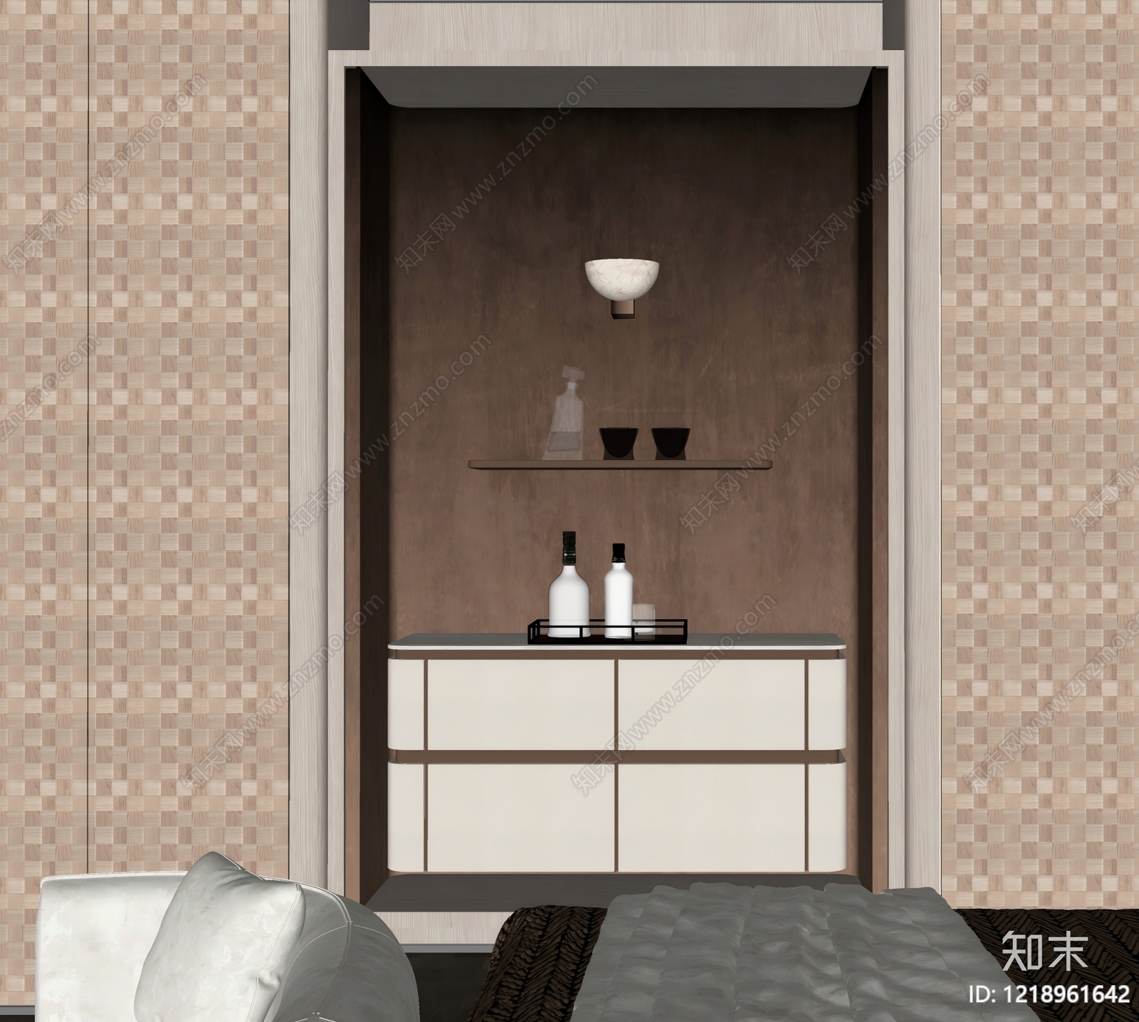 现代轻奢餐边柜SU模型下载【ID:1218961642】
