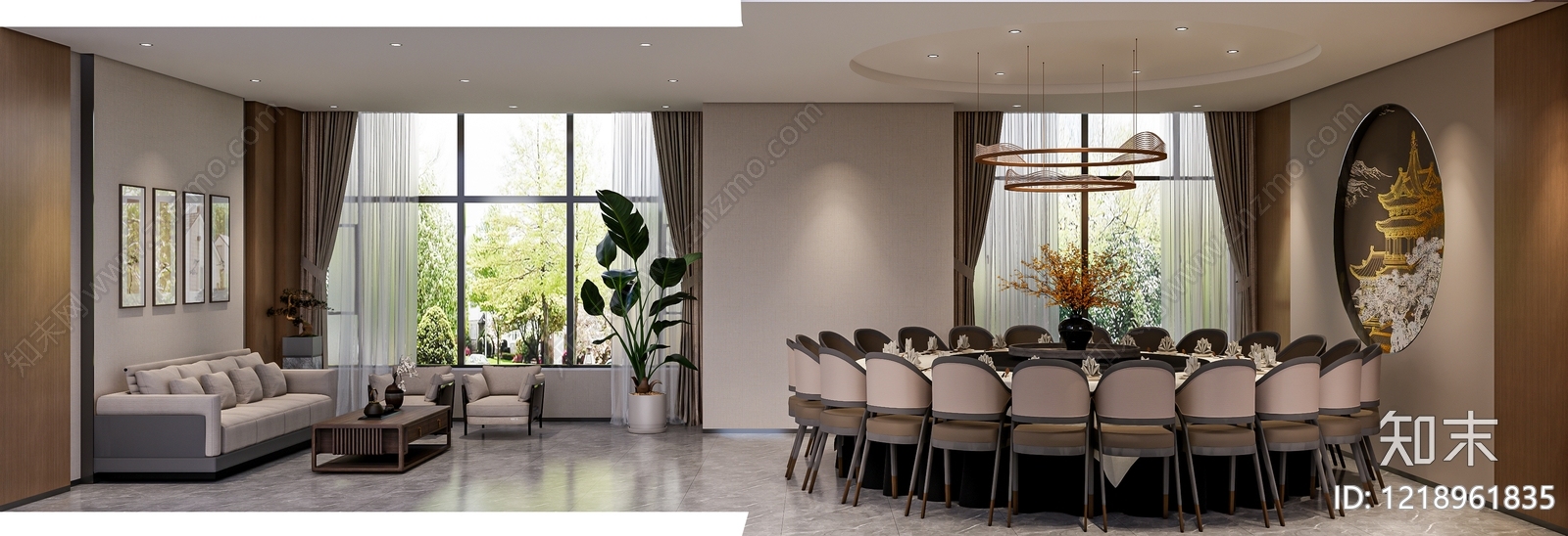 新中式包厢SU模型下载【ID:1218961835】