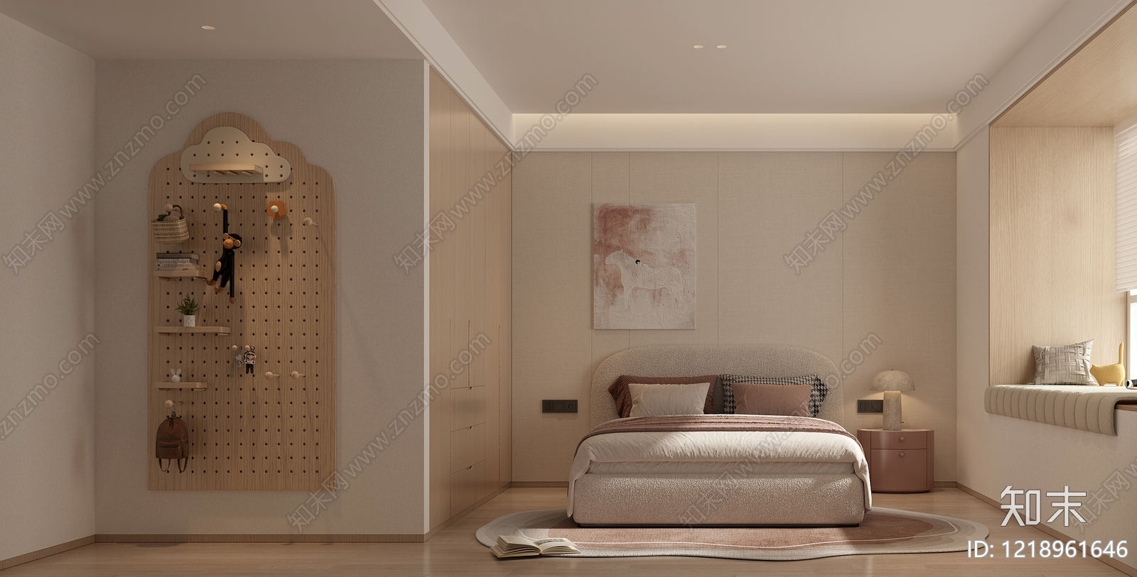 奶油风通用儿童房3D模型下载【ID:1218961646】