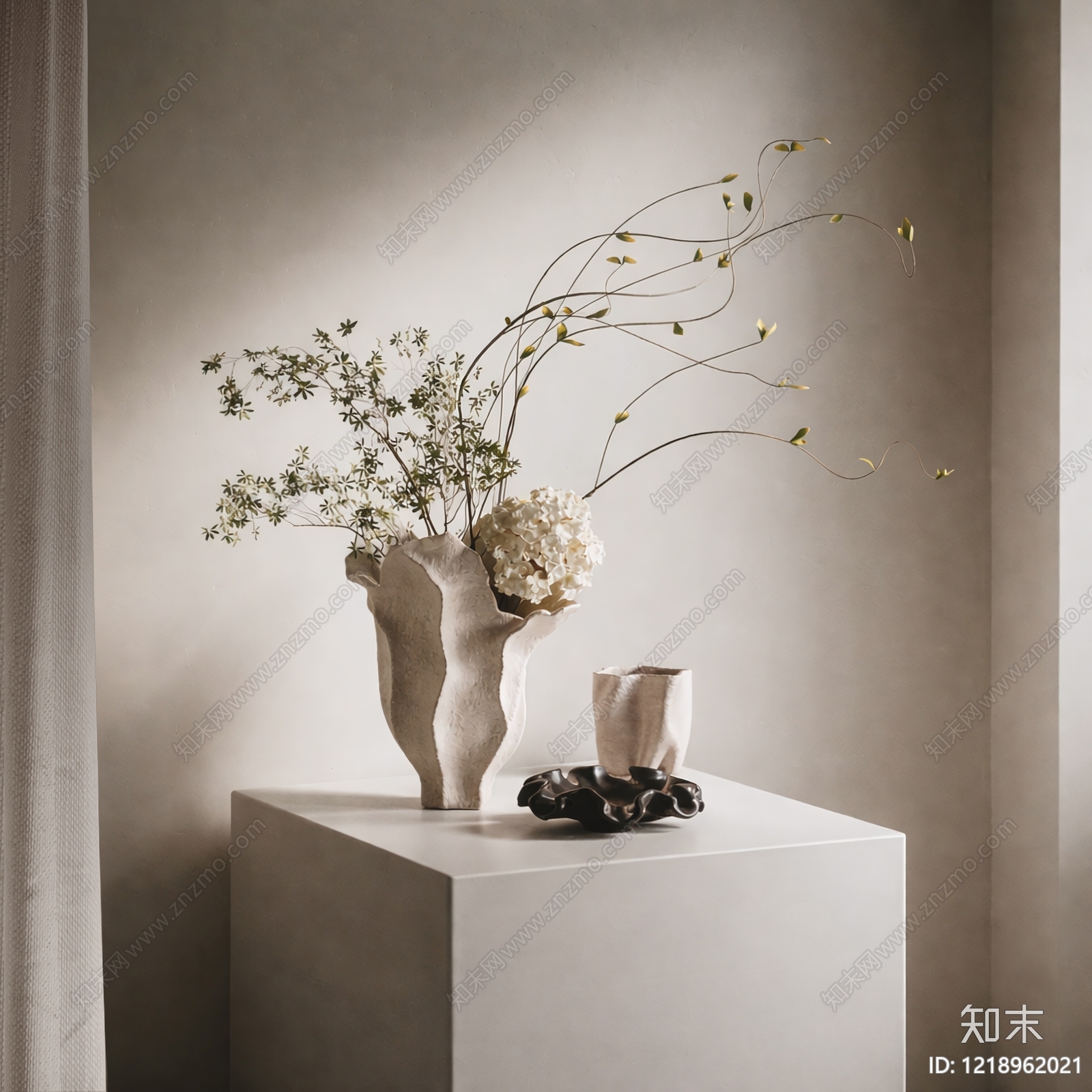 侘寂花艺SU模型下载【ID:1218962021】