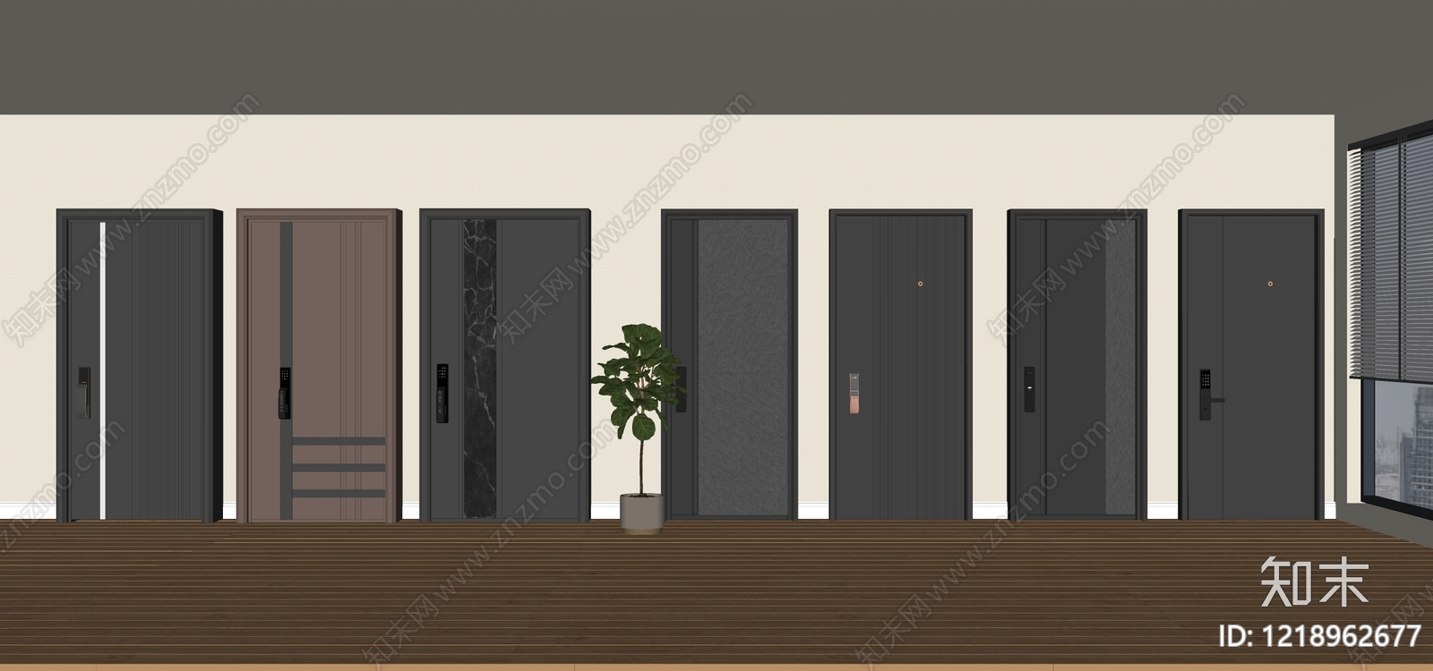 现代简约门窗展厅SU模型下载【ID:1218962677】