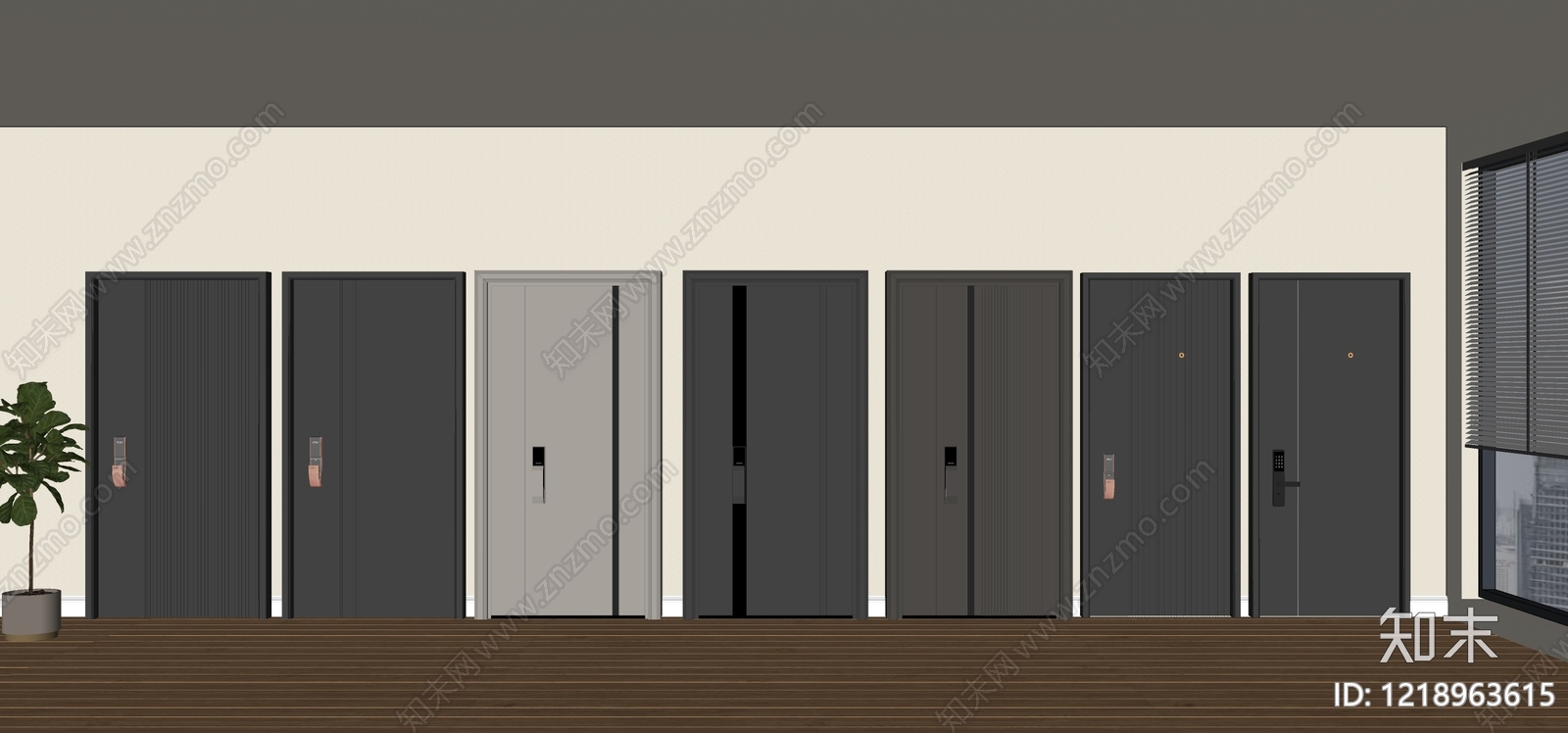 现代简约门窗展厅SU模型下载【ID:1218963615】