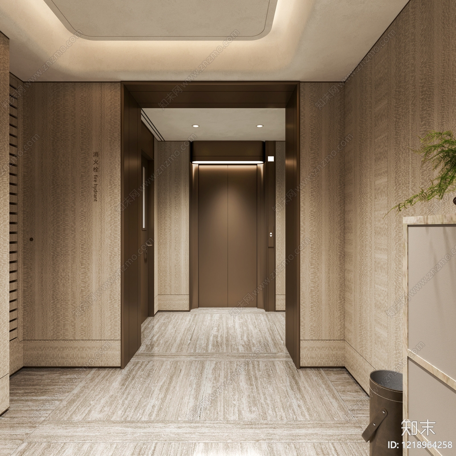 新中式电梯间3D模型下载【ID:1218964258】