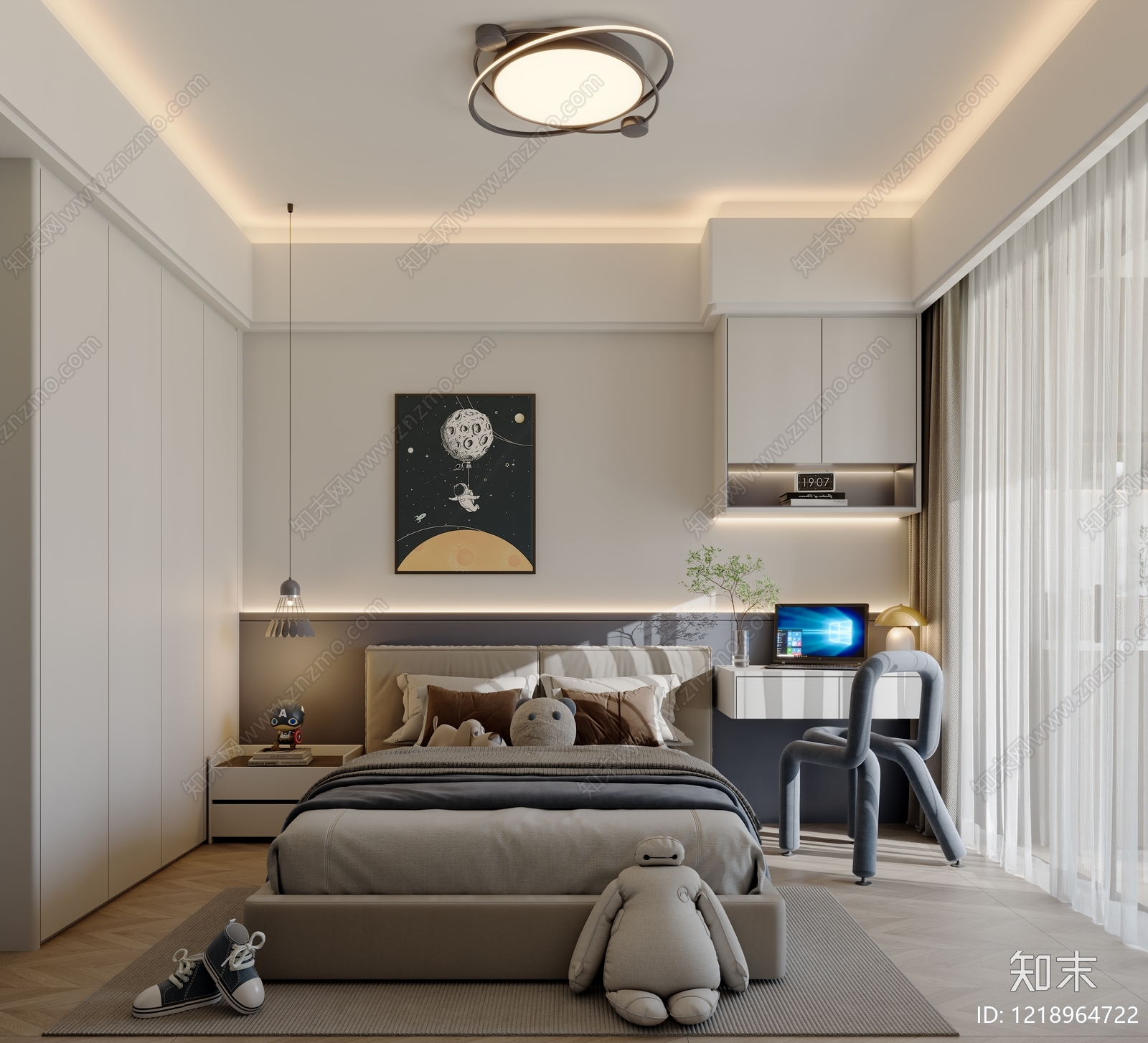 现代简约男孩房3D模型下载【ID:1218964722】