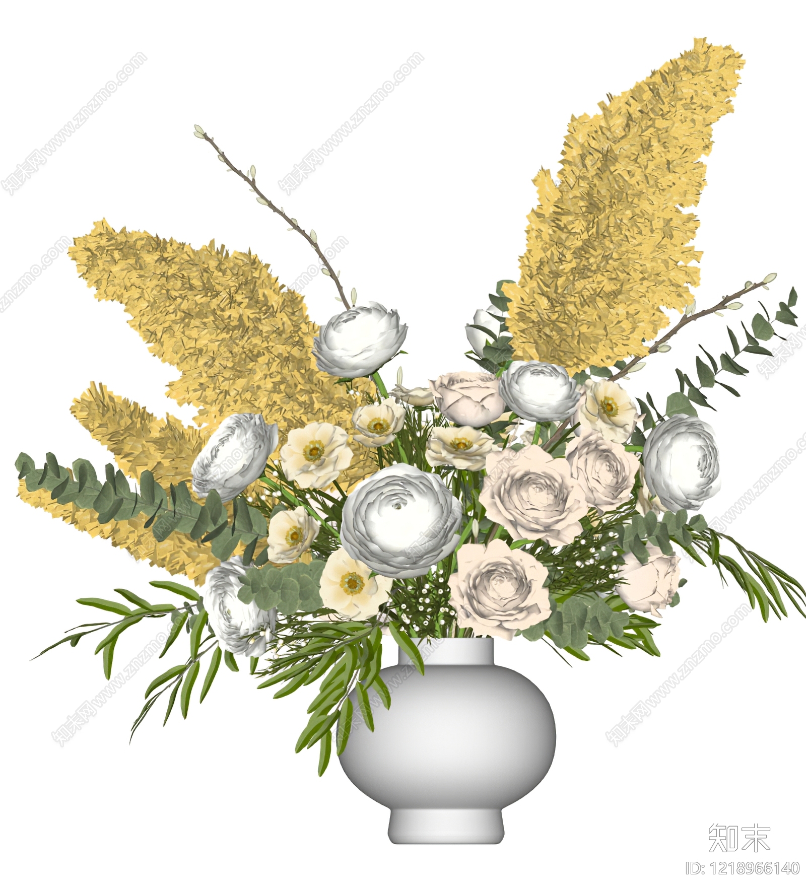 奶油风花艺SU模型下载【ID:1218966140】