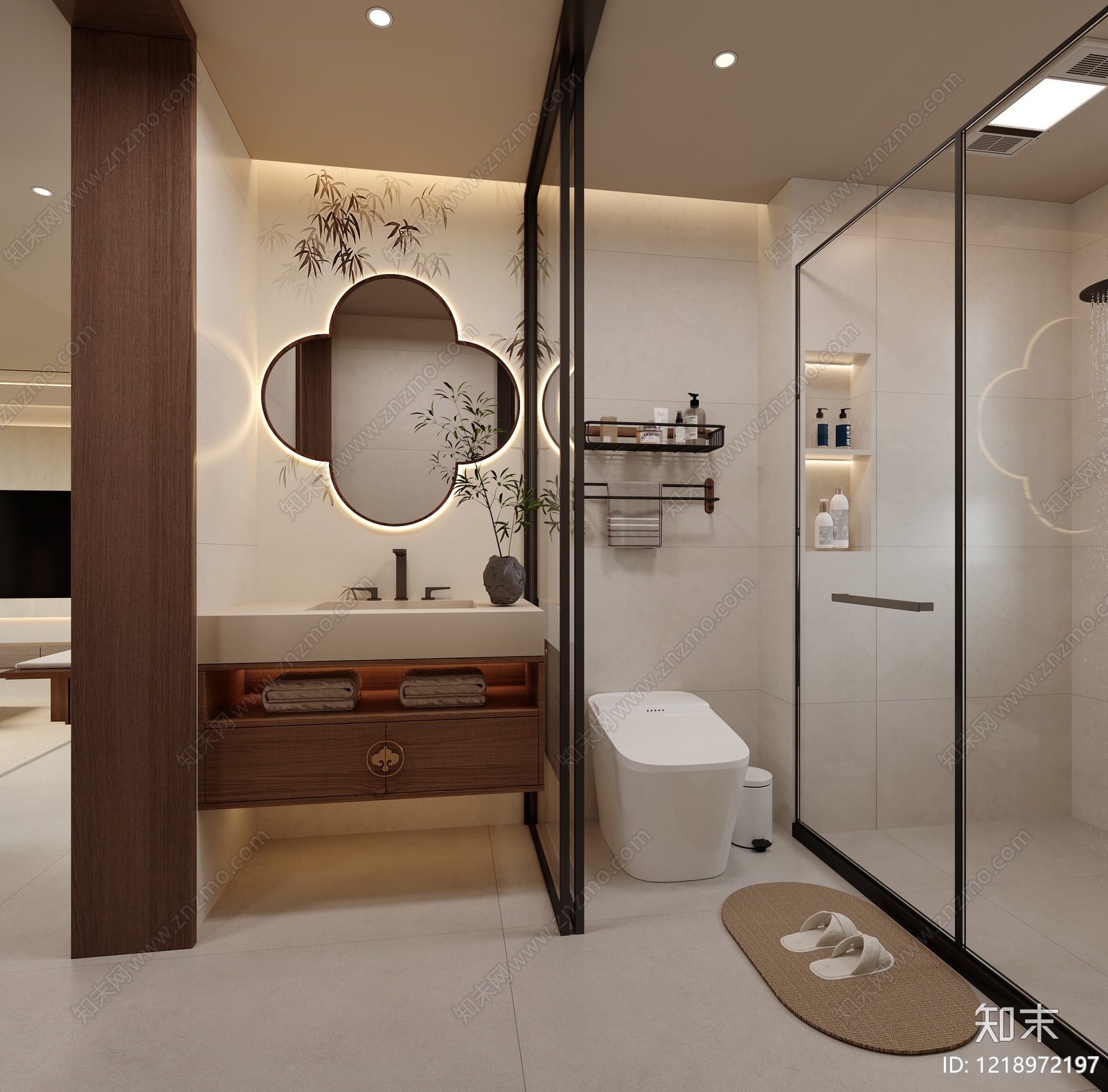 新中式卫生间3D模型下载【ID:1218972197】