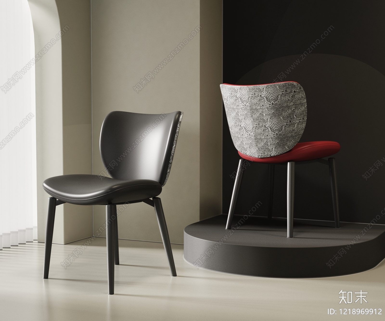 意式极简餐椅3D模型下载【ID:1218969912】