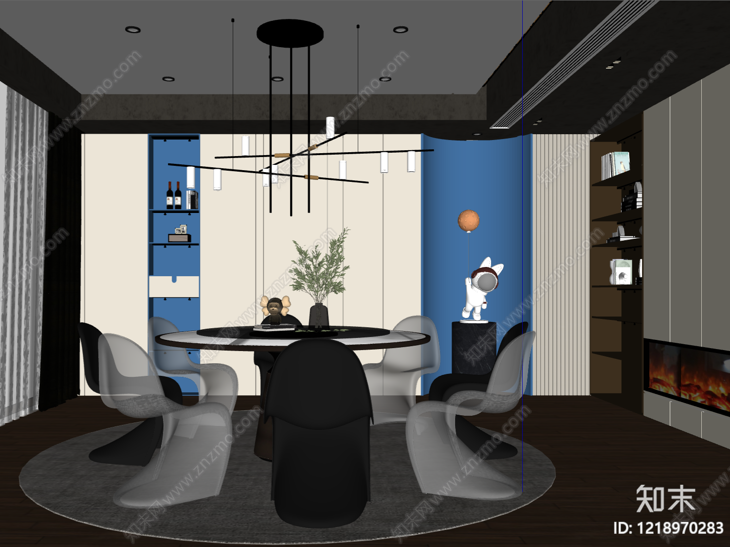 现代简约家居餐厅SU模型下载【ID:1218970283】