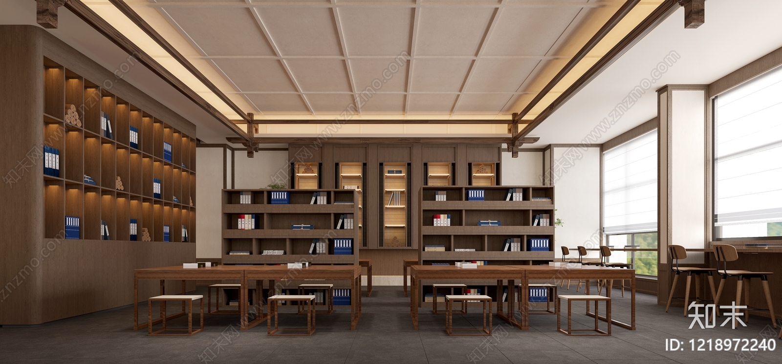 新中式书店3D模型下载【ID:1218972240】