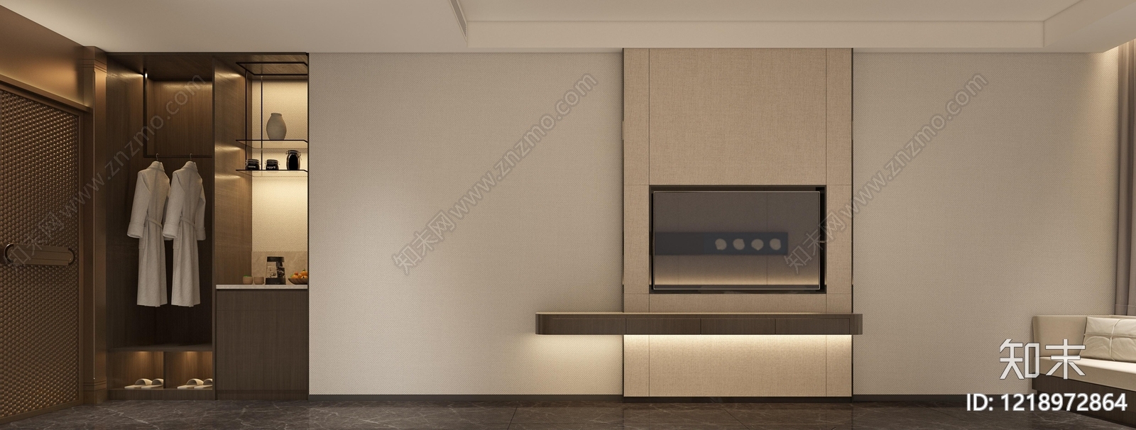 现代简约酒店客房3D模型下载【ID:1218972864】
