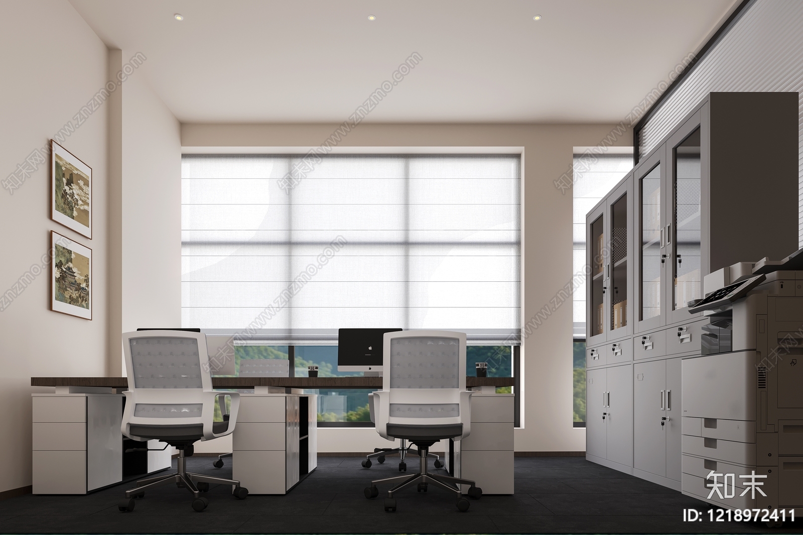 新中式办公室3D模型下载【ID:1218972411】