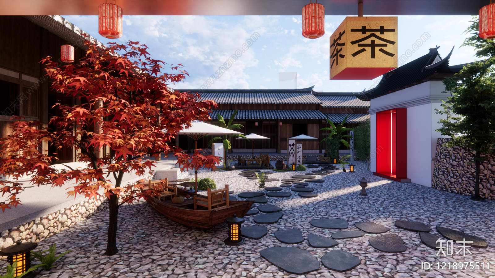 新中式其他民宿SU模型下载【ID:1218975511】