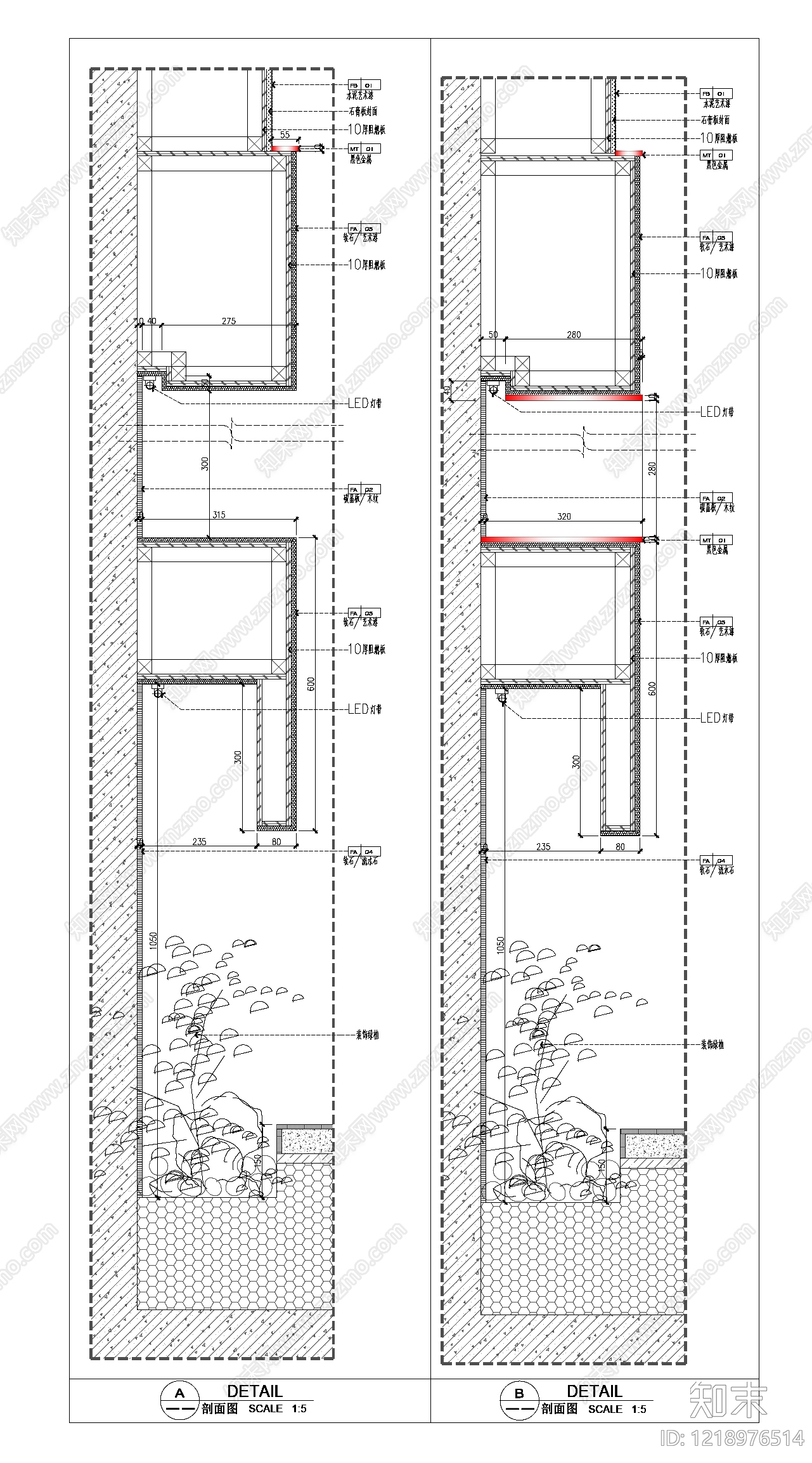 墙面节点cad施工图下载【ID:1218976514】
