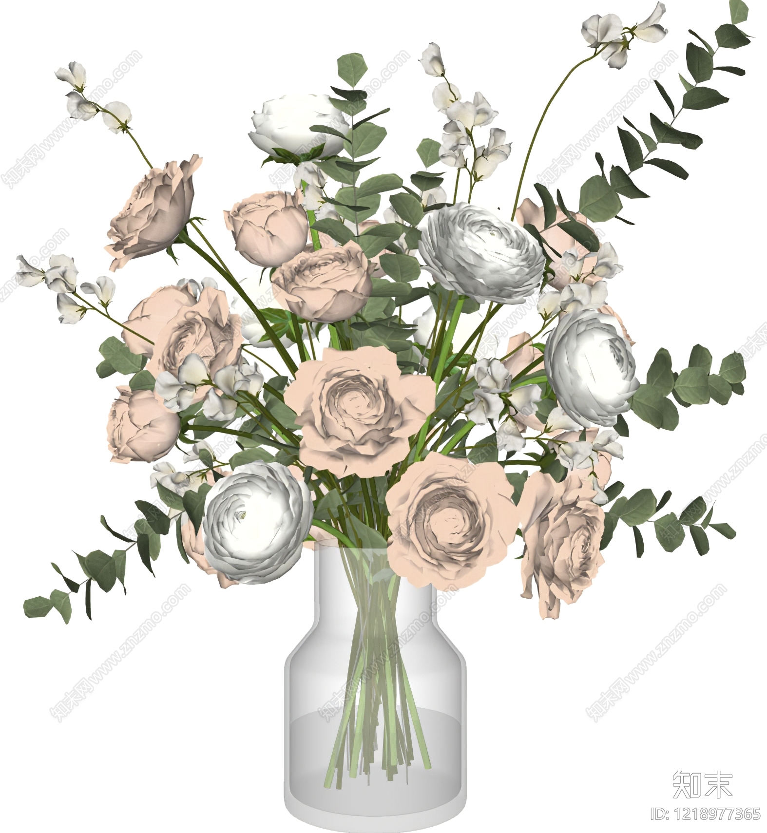 奶油风花艺SU模型下载【ID:1218977365】