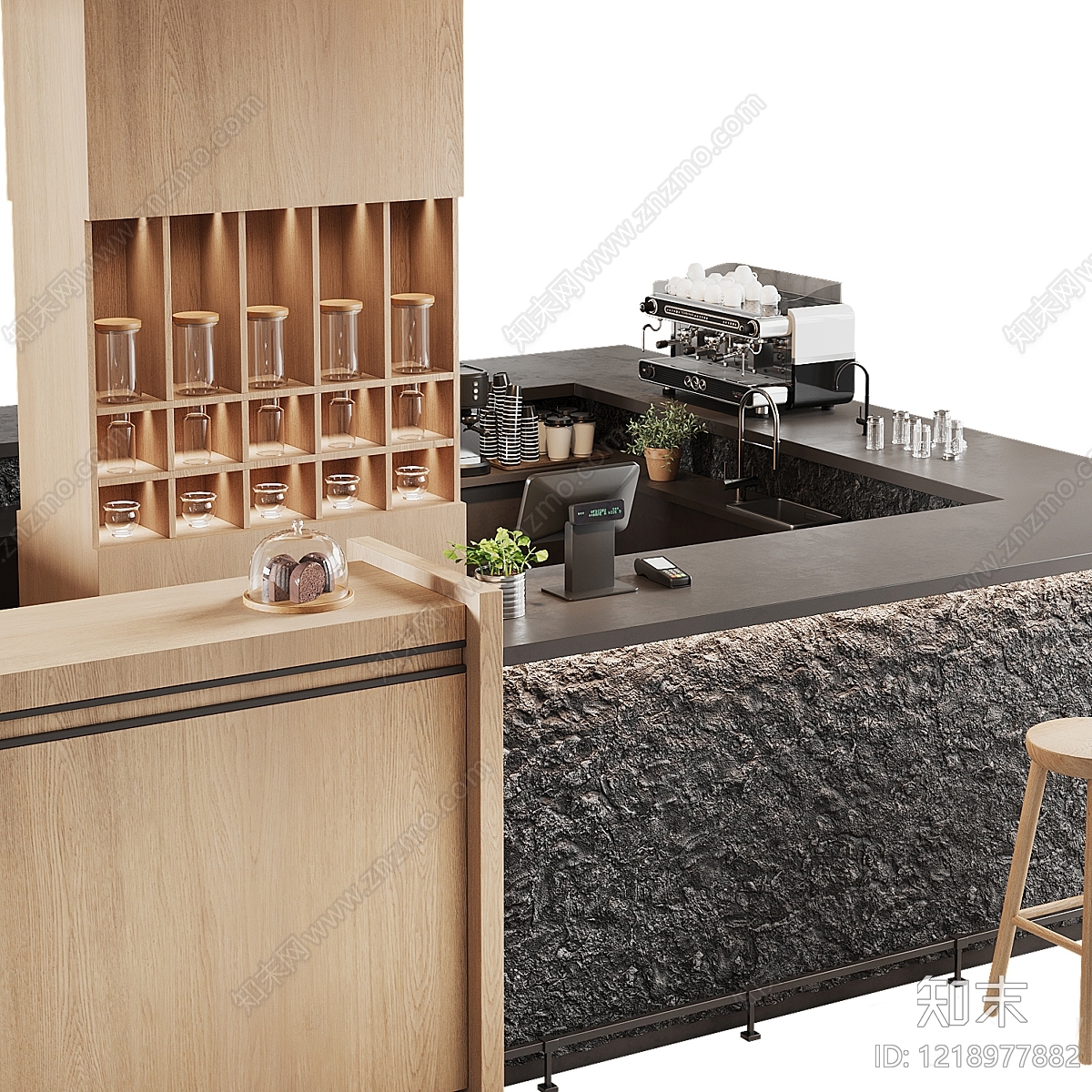 侘寂咖啡厅SU模型下载【ID:1218977882】