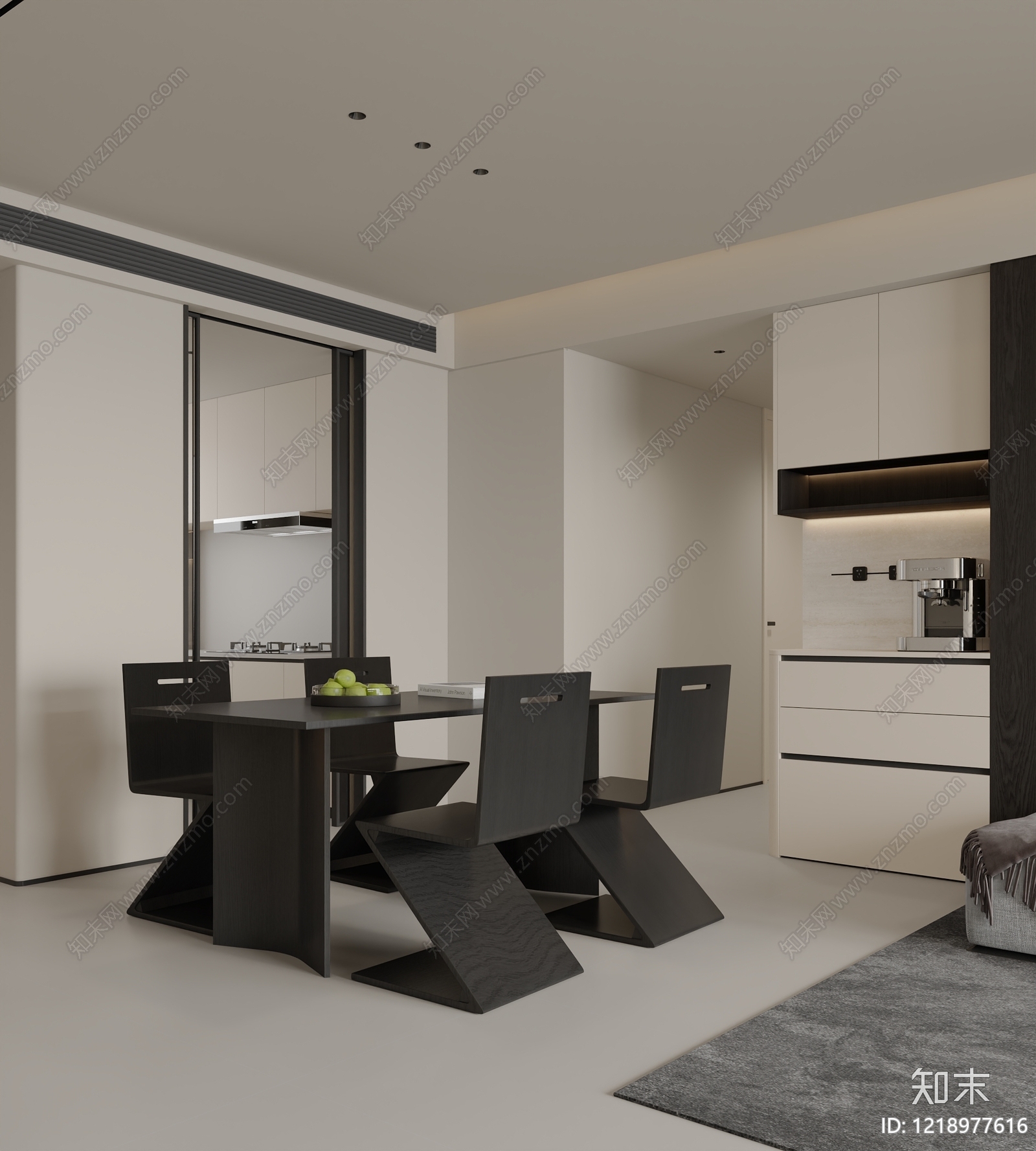 极简家居餐厅3D模型下载【ID:1218977616】