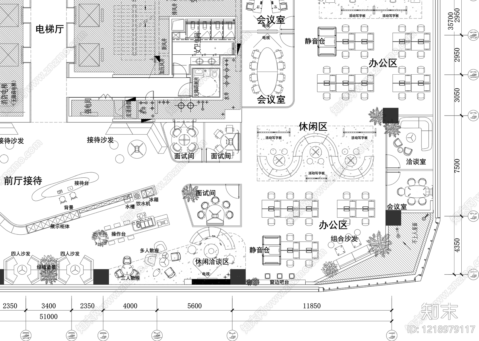整体办公空间cad施工图下载【ID:1218979117】
