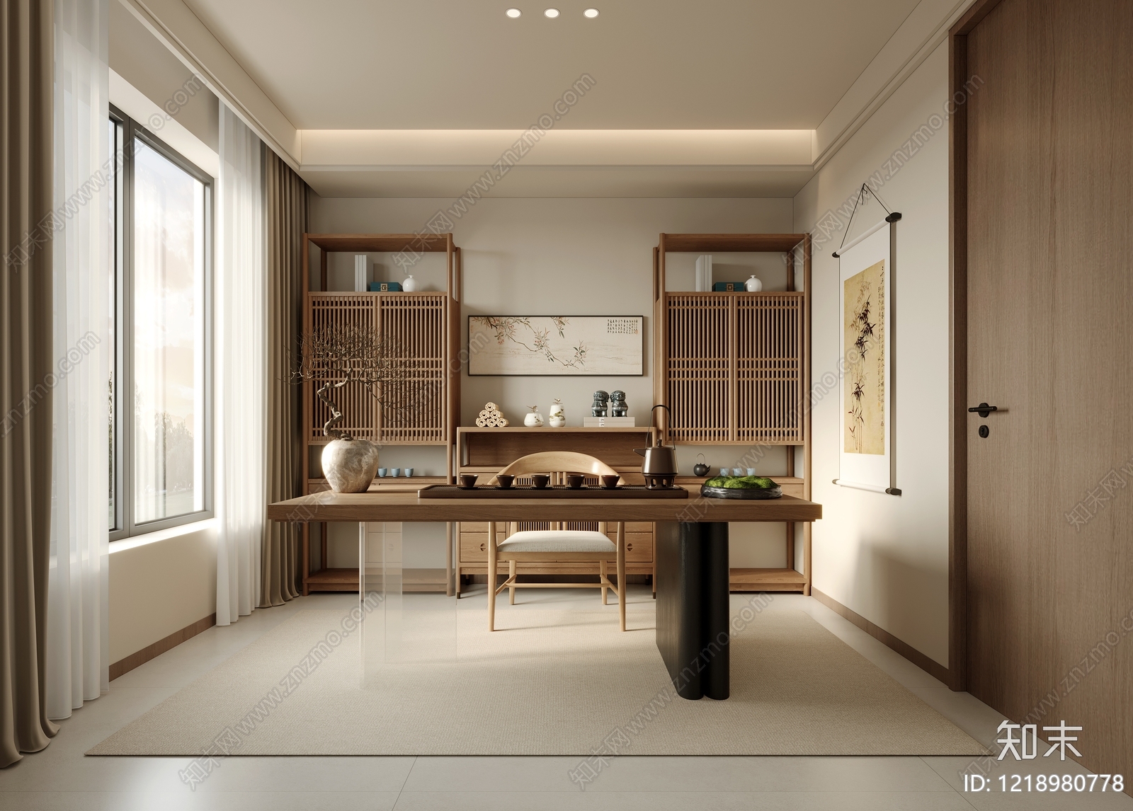 新中式茶室3D模型下载【ID:1218980778】