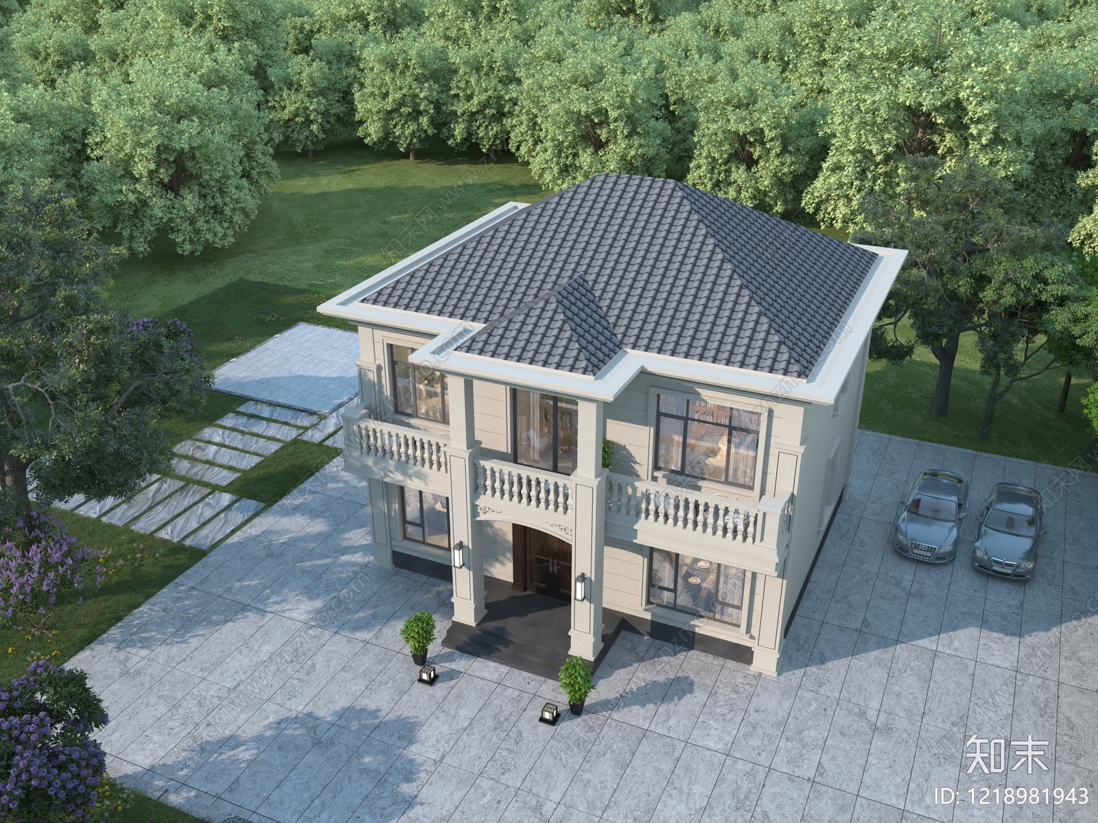 欧式别墅外观3D模型下载【ID:1218981943】