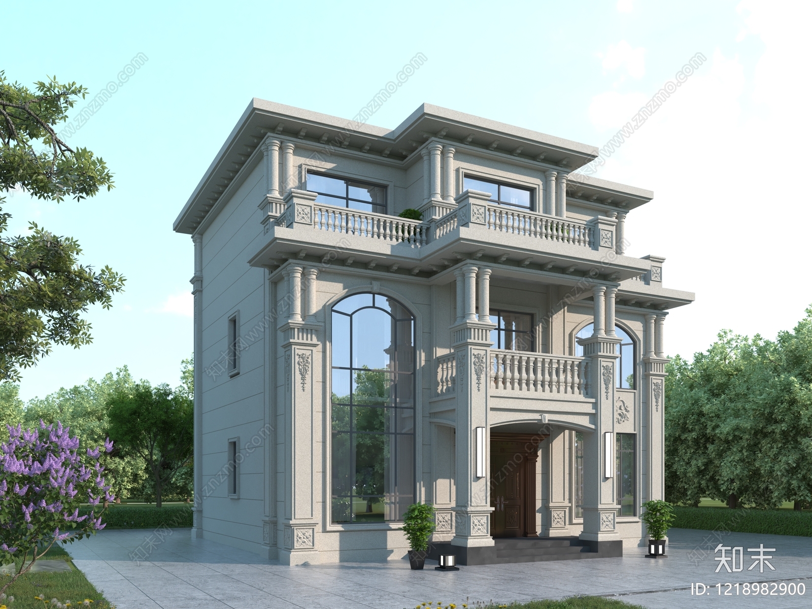 欧式别墅外观3D模型下载【ID:1218982900】
