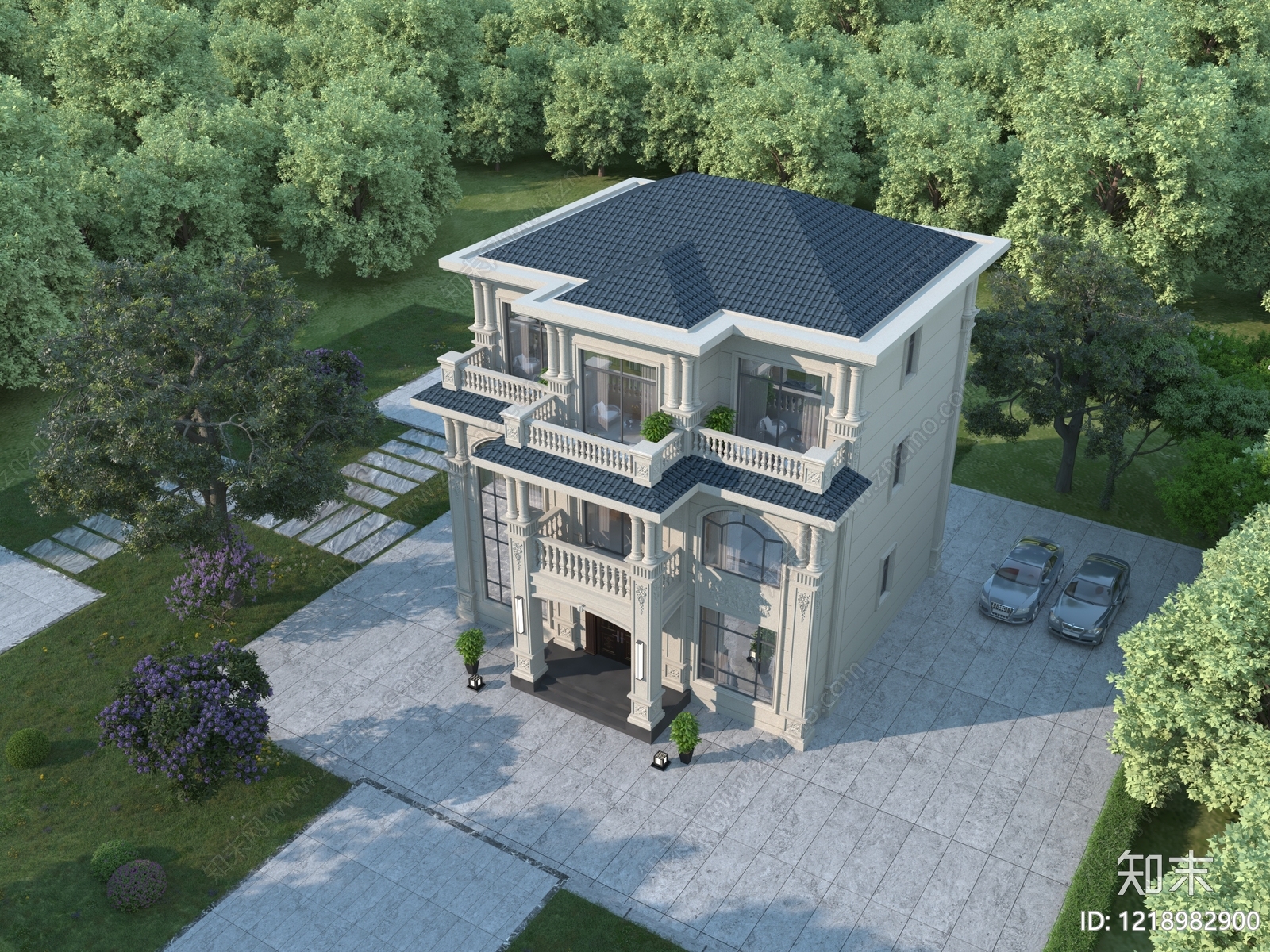 欧式别墅外观3D模型下载【ID:1218982900】