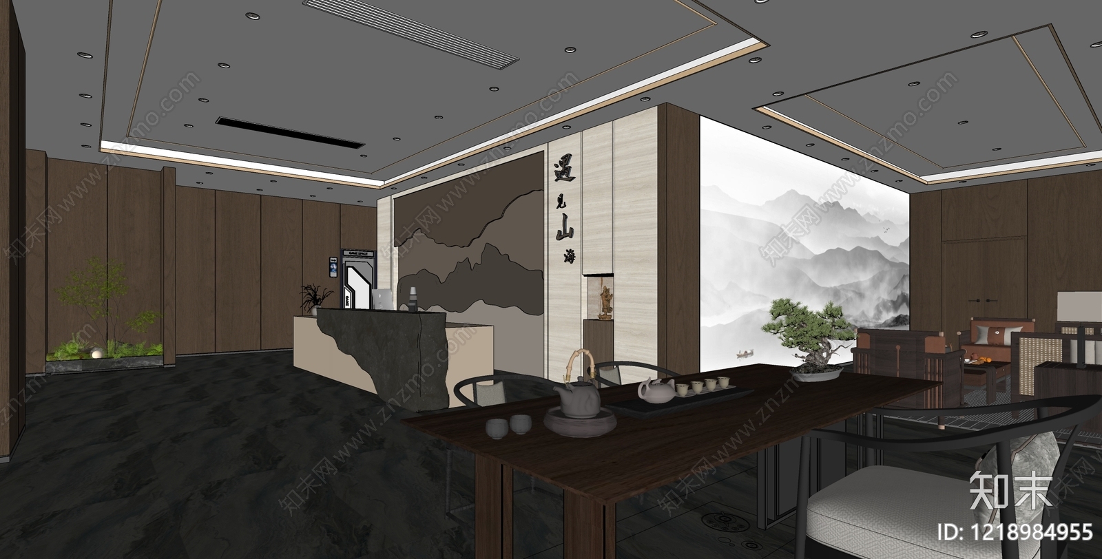 新中式酒店入口SU模型下载【ID:1218984955】