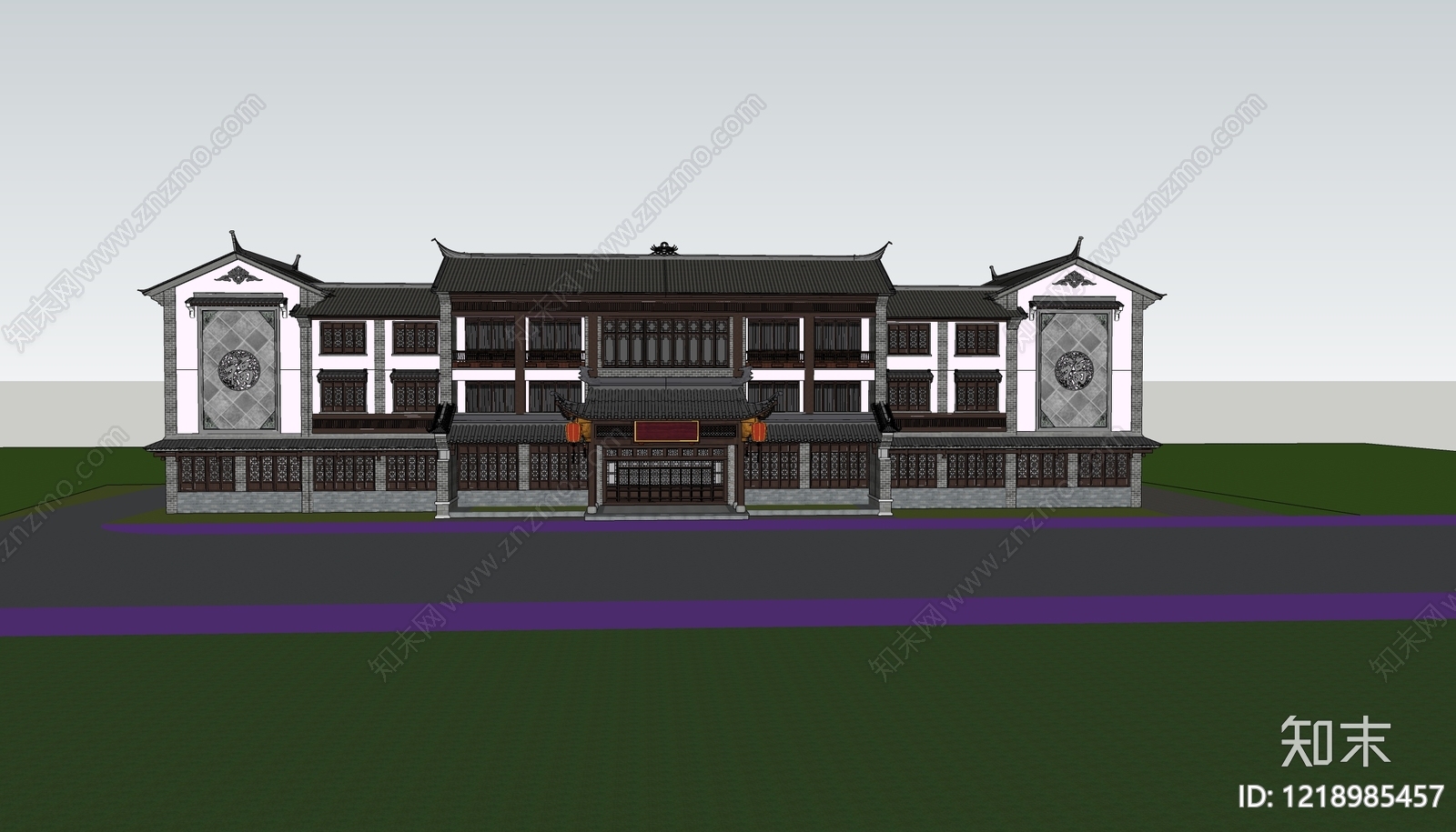 新中式企业总部SU模型下载【ID:1218985457】