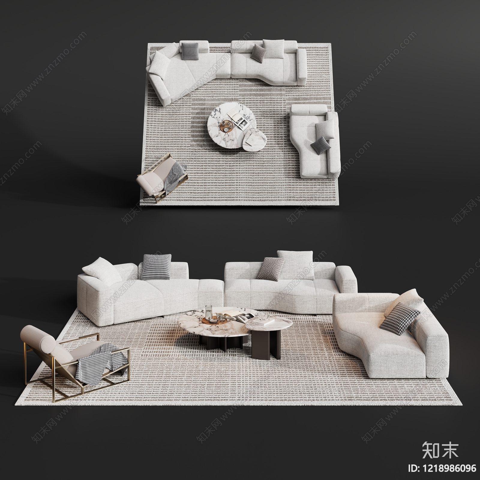 现代简约沙发组合SU模型下载【ID:1218986096】