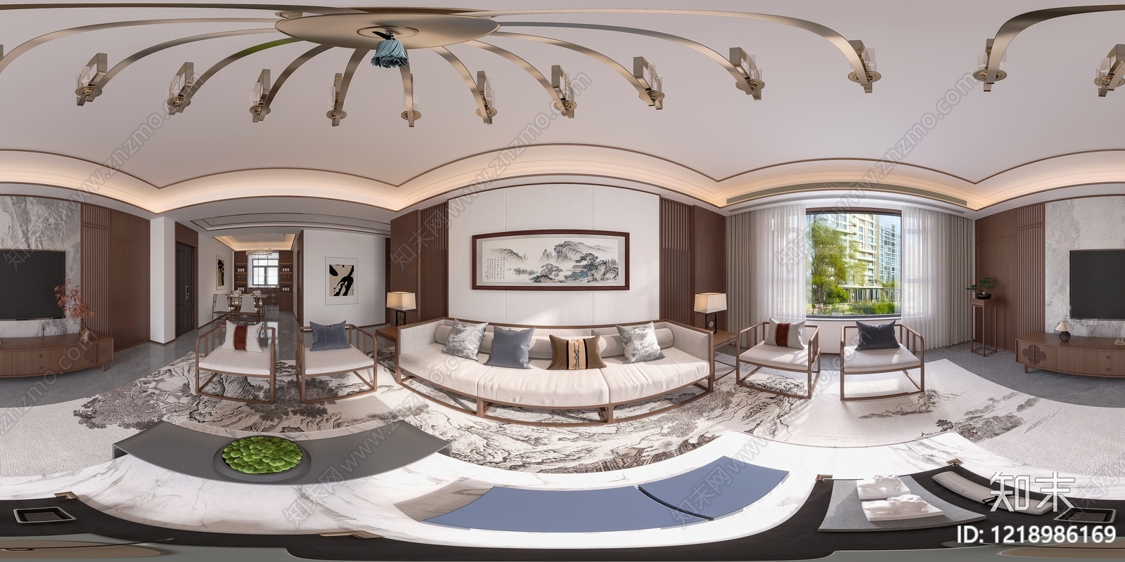 新中式家居餐厅3D模型下载【ID:1218986169】