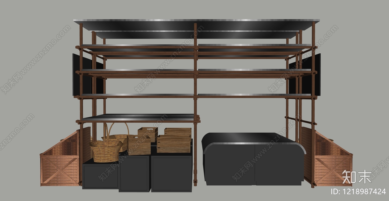 工业风食品展台SU模型下载【ID:1218987424】