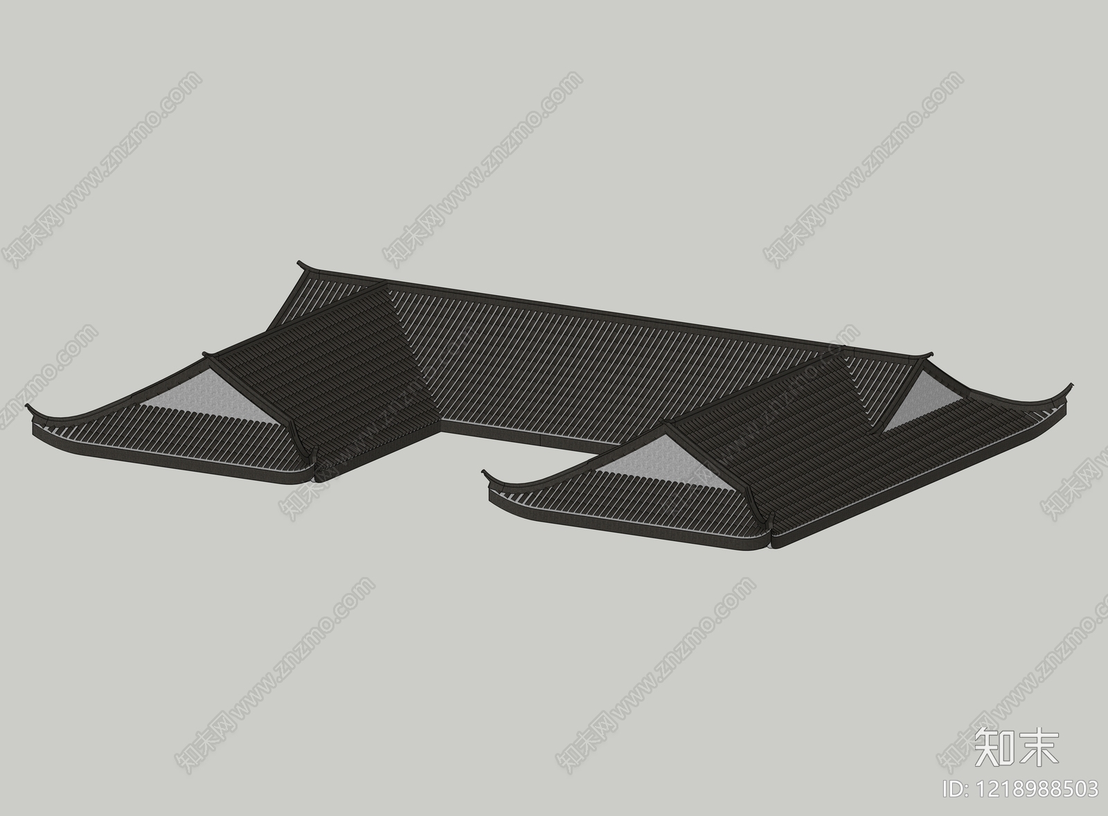 中式古建筑屋檐SU模型下载【ID:1218988503】